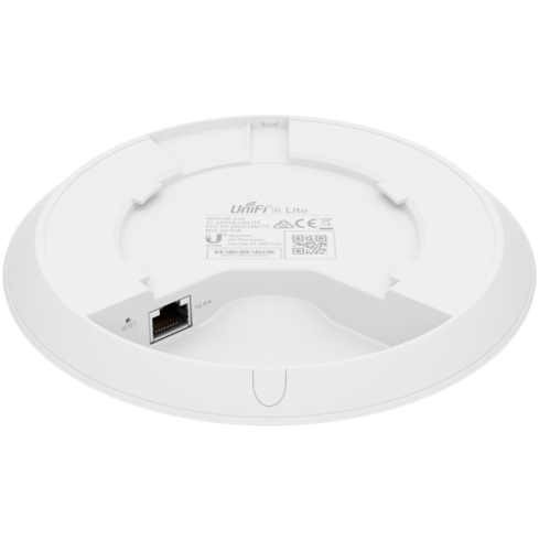 Ubiquiti U6-Lite Wi-Fi 6 Access Point with dual-band 2x2 MIMO in a compact design for low-profile mounting; no POE included in packaging; Ubiquiti recommends using either POE switch or U-POE-af-EU