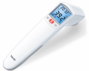 Thermometer Beurer FT 100 non-contact thermometer, Distance sensor (LED/acoustic signal), Measurement of body, ambient and surface temperature, Led temperature alarm (green, yellow/ red) & face icons, Displays measurements in °C and °F, Measuring distance