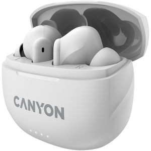 CANYON TWS-8, Casca Bluetooth, cu microfon, cu ENC, BT V5.3 BT V5.3 JL 6976D4, Raspuns in frecventa: 20Hz-20kHz, baterie EarBud 40mAh*2+Carcasa de incarcare 470mAh, lungime cablu tip C 0.24m, Dimensiune: 59*48.8*25.5mm, 0.041kg, alb