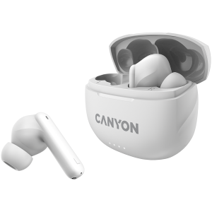 CANYON TWS-8, Bluetooth headset, with microphone, with ENC, BT V5.3 BT V5.3 JL 6976D4, Frequency Response:20Hz-20kHz, battery EarBud 40mAh*2+Charging Case 470mAh, type-C cable length 0.24m, Size: 59*48.8*25.5mm, 0.041kg, white
