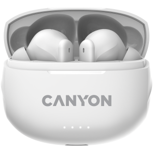 CANYON TWS-8, Casca Bluetooth, cu microfon, cu ENC, BT V5.3 BT V5.3 JL 6976D4, Raspuns in frecventa: 20Hz-20kHz, baterie EarBud 40mAh*2+Carcasa de incarcare 470mAh, lungime cablu tip C 0.24m, Dimensiune: 59*48.8*25.5mm, 0.041kg, alb