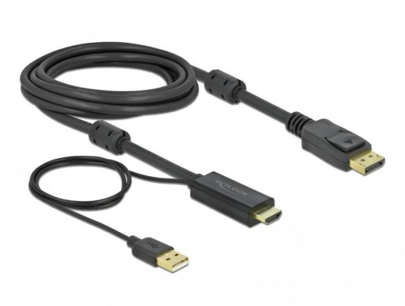 Cable Delock HDMI to DisplayPort cable 4K 30 Hz 3 m, Black