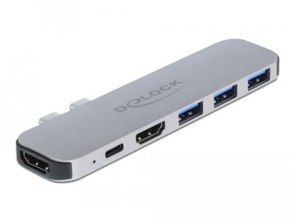 Stație de andocare Delock, pentru MacBook, HDMI 4K, USB-A, USB-C, PD, gri