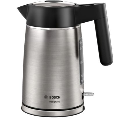 Електрическа кана Bosch TWK5P480, Stainless steel Kettle, 2400 W, 1.7 l, Cup indicator, Optimal spout, Triple Safety function, Covered heater, Stainless steel