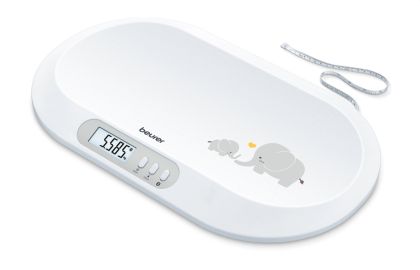 Scale Beurer BY 90 baby scale, Data transfer via Bluetooth, Automatic and manual hold function, Curved weighing surface, 10 Measurement memory spaces