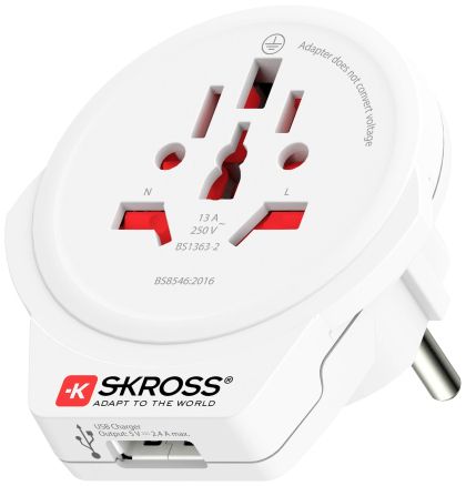 Adaptor SKROSS World la Europa 1500266, USB, alb
