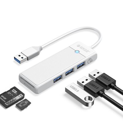 Orico USB3.0 HUB White - 3 x USB3.0, SD, TF - PAPW3AT-U3-015-WH