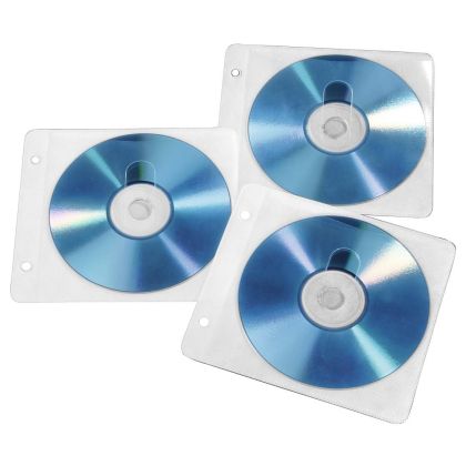 Hama CD/DVD Ring Binder Sleeves, pack of 50, white