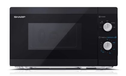 Микровълнова печка Sharp YC-MS01E-B, Manual control, Cavity Material -steel, 20l, 800 W, Defrost, Silver/Black door, Cabinet Colour: Black