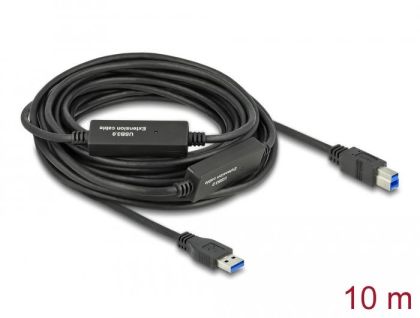 Delock Cable USB 3.2 Gen1 Type-A  to USB Type-B female 10m, Black