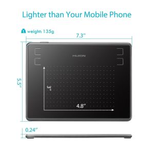 Tabletă grafică HUION Inspiroy H430P, USB, neagră