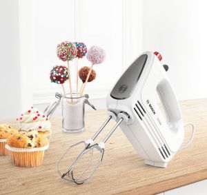 Mixer Bosch MFQ22100, Hand mixer, CleverMixx, 375 W, 4 speed settings, additional pulse/turbo setting, white/gray