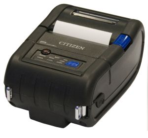 Imprimantă de etichete Imprimantă de chitanțe Citizen Mobile CMP-20II Viteză de imprimare termică directă 80 mm/s, Lățime de imprimare 48 mm/Lățime suport 58 mm/Dimensiune rolă 48 mm, Resol.203 dpi/Dimensiuni de imprimare 2"/Interf.RS-232/mini DIN/USB min