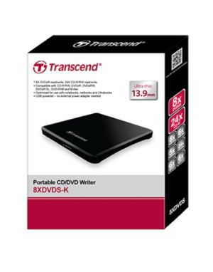 Unitate optică Transcend 8X DVD±RW, tip subțire, USB 2.0 (negru), 13,9 mm grosime