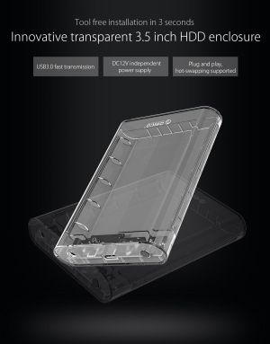 Orico кутия за диск Storage - Case - 3.5 inch USB3.0 transparent - 3139U3