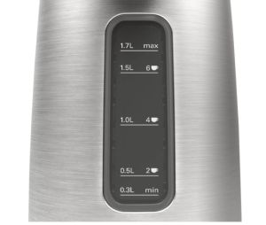 Електрическа кана Bosch TWK5P480, Stainless steel Kettle, 2400 W, 1.7 l, Cup indicator, Optimal spout, Triple Safety function, Covered heater, Stainless steel