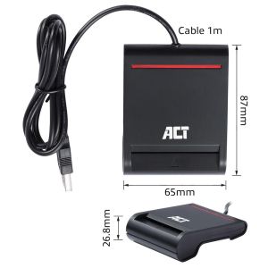 Cititor de carduri inteligente ACT AC6015, USB 2.0, Negru