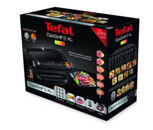 Barbecue Tefal GC722834, Optigrill+ XL Black, 800cm2 cooking surface, automatic cooking sensor, 9 automatic programs, 4 adjustable temp., cooking level indicator, non-stick die-cast alum. Plates