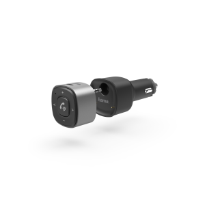 Receptor Bluetooth auto HAMA mufă de 3,5 mm, încărcător USB, 2,4 A, negru/argintiu