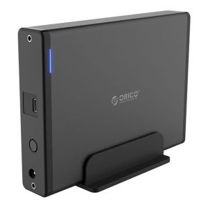 Orico кутия за диск Storage - Case - 3.5 inch Vertical, USB3.1 Type-C, Power adapter, UASP, black - 7688C3-BK