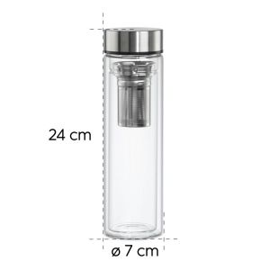 Flacon de sticlă Xavax To Go, 450 ml, husă de protecție, strecurătoare