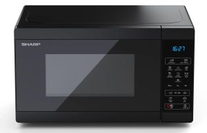 Microwave oven Sharp YC-MS02E-B, Fully Digital, Cavity Material -steel, 20l, 800 W, LED Display Blue, Timer & Clock function, Child lock, Silver/Black door, Defrost, Cabinet Colour: Black
