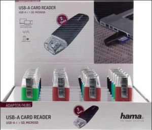 Cititor de carduri HAMA, USB 2.0, SD/microSD, SD/SDHC/SDXC, diferite culori