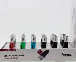 Cititor de carduri HAMA, USB 2.0, SD/microSD, SD/SDHC/SDXC, diferite culori