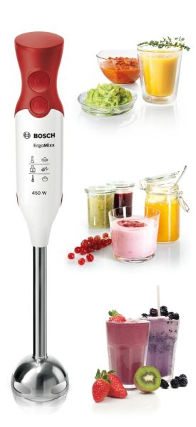 Пасатор Bosch MSM64110, Blender, 450 W, Included transparent jug, White, red