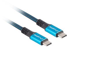 Кабел Lanberg USB-C M/M 4.0 cable 1.2m 100W 8K 30HZ Black-Blue