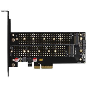 AXAGON PCEM2-D PCI-E 3.0 4x - SSD DUAL M.2 (NVMe + SATA), tensiune duală, SSD de până la 110 mm