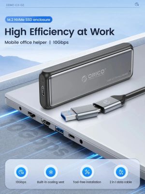 Orico външна кутия за диск Storage - Case - M.2 NVMe/SATA M/B key - USB3.1 Type-C Gen.2 10Gbps - DDNV-C3-G2-BK-BP
