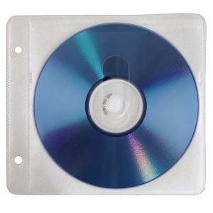Hama CD/DVD Ring Binder Sleeves, pack of 50, white