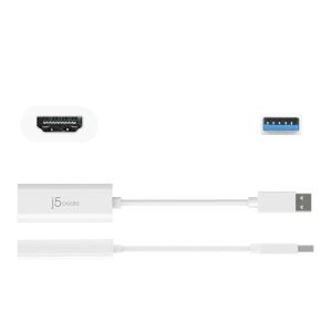 Adaptor j5create JUA254, USB-A la HDMI, alb