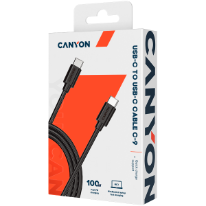 CANYON C-9, 100W, 20V/ 5A, tip C la tip C, 1.2M cu Emark, cablu de alimentare: 20AWG*4C, fire de semnal: 28AWG*4C,OD4.3mm +/- 0.2mm, PVC, negru