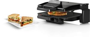 Контактен грил Bosch TCG3323, Contact grill 3 in 1, 2000 W,  Removable aluminum grill plates with non-stick ceramic coating, black