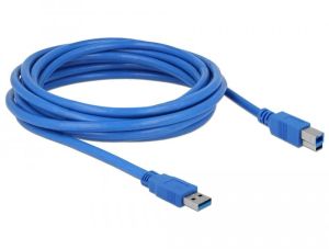 Cablu Delock USB-A tată - USB-B tată, 5m, USB 3.0, ecranat, albastru