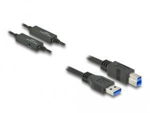 Cablu Delock USB-A mascul - USB-B mamă, USB 3.2Gen1, 10m, Negru