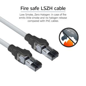 ACT Grey 1.5 meters S/FTP CAT6A IDC 4PPoE / PoE++ 100W LSZH patch cable snagless with RJ45 connectors