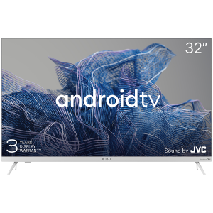 32 inchi, HD, Google Android TV, alb, 1366 x 768, 60 Hz, sunet de la JVC, 2 x 8 W, 33 kWh/1000 h , BT5, porturi HDMI 3, 24 luni