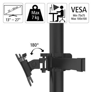 Hama Monitor Holder, 3 Monitors, Height-adjustable, Swivel/Tilt, 13" - 27"