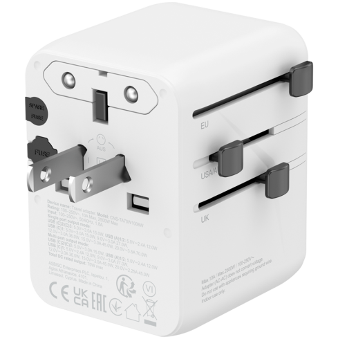 CANYON Travel Adapter OnTour 20 EU/UK/US/AUS 70W  White