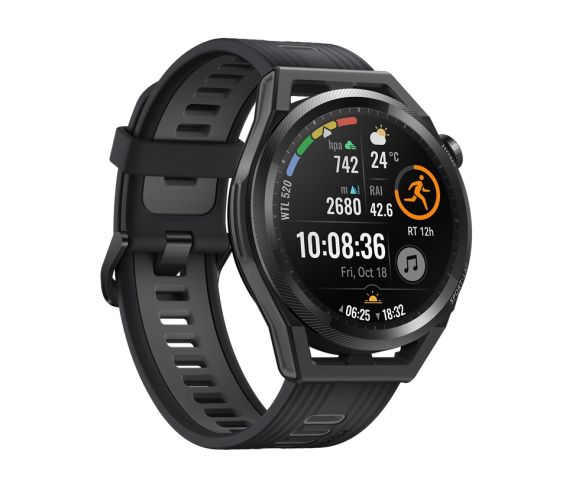 Часовник Huawei Watch GT Runner Runner-B19S, 1.43", Amoled,466x466, 4GB, BT(2.4 GHz, supports BT5.2 and BR+BLE+EDR), WR 5ATM, GPS, WiFi,NFC, Battery 451mAh, Ultra-long battery life 14 days,Harmony OS, APP Galery Black Silicone strap