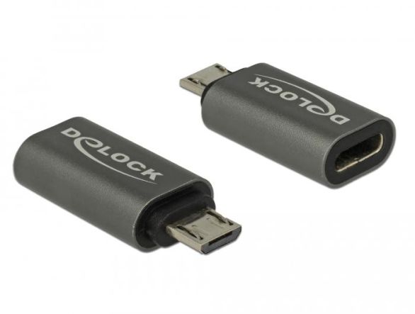 Delock Adapter USB 2.0 Micro-B male to USB Type-C 2.0 female anthracite