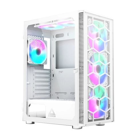 Montech X3 GLASS, Mid-tower Case, TG, 6 fixed RGB Fans, White