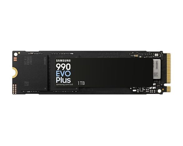 Твърд диск Samsung SSD 990 EVO Plus 1TB PCIe 4.0 NVMe 2.0 M.2 V-NAND 3-bit MLC, 256-bit Encryption, Read 7150 MB/s Write 6300 MB/s 