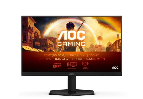 Монитор AOC 24G42E, 23.8" Fast IPS WLED, 1920x1080@180Hz, 1ms GtG, 0.5ms MPRT, 300cd m/2, 1000:1, 80M:1 DCR, Adaptive Sync, FlickerFree, Low Blue Light, Tilt, HDMI, DP