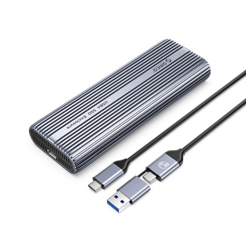 Orico Storage - Case - M.2 NVMe M key - USB-C/A, 40Gbps, Built-in Air Cooling, Aluminium - ACOM2-U4-GY