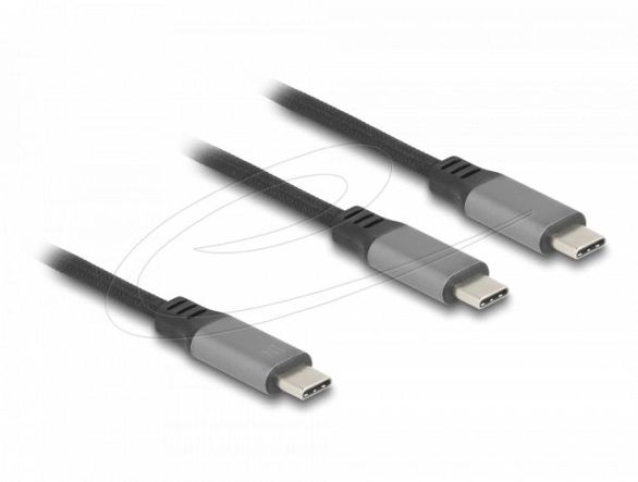 Delock USB-C™ Y-Cable 1 x male to 2 x male PD 3.0 100 W intelligent power distribution 1.2 m