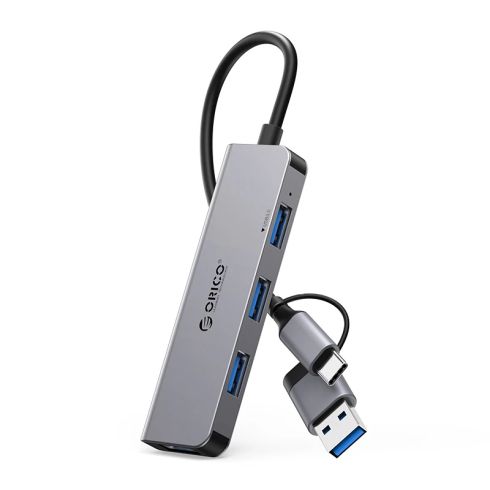 Orico HUB USB-C/USB-A 4 port - USB3.0 x 1, USB2.0 x 3, Aluminium - YSA5-U3-GY